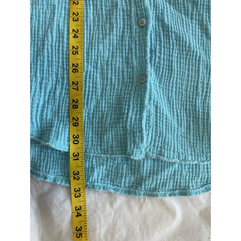 Aerie Pool To Party Shirt Gauze Small Blue Coastal Beach Vacation Boho Summer - Picture 7 of 9